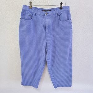 Vintage 90s Bill Blass Blue Stripes Capri Pants